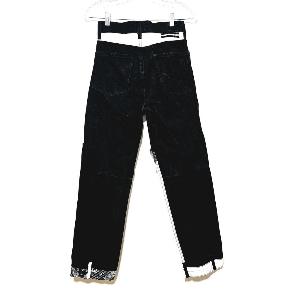 Black & White Patchwork Straight-Leg Jeans - image 2